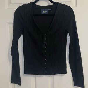 Anthropologie Maeve Long Sleeve V-Neck Cardigan Black Women's Small